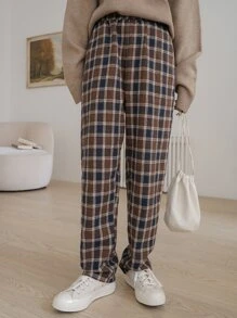 DAZY Plaid Slant Pocket Trousers - Multicolor - View 7