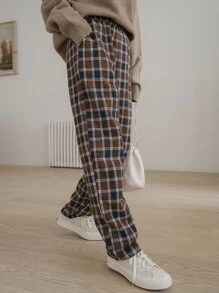 DAZY Plaid Slant Pocket Trousers - Multicolor - View 8