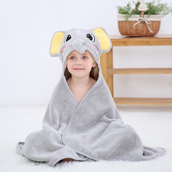 

Cartoon Elephant Kids Bath Towel, Grey