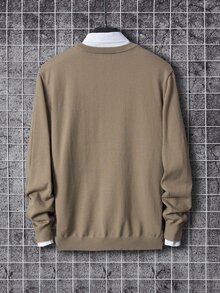Manfinity Basics Hombres Jersey unicolor tejido de canalé sin Camisa - Caqui - Ver 2