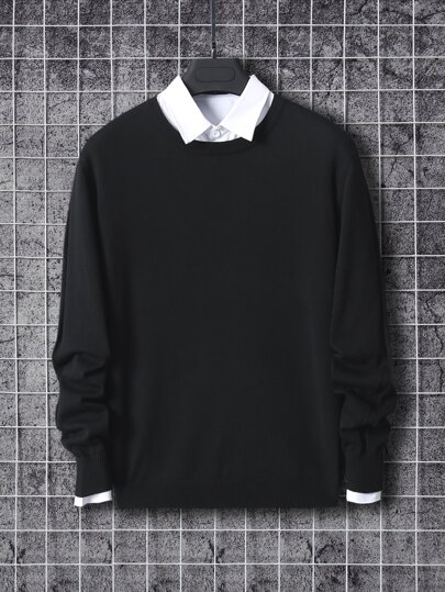 Guys Solid Ribbed Knit Jumper Without Shirt