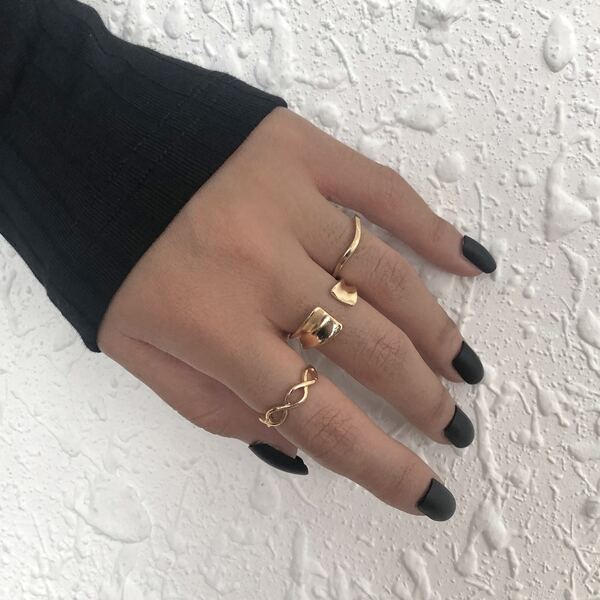

3pcs Simple Solid Ring, Gold