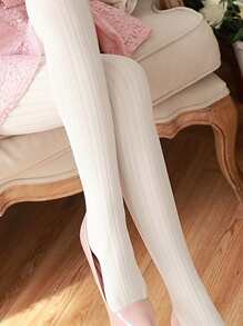 ROMWE Fairycore 1pc Jacquard Velvet Tights - White - View 2