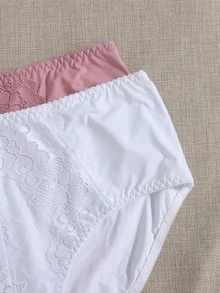 3pack Plus Contrast Lace Panty Set - Multicolor - View 5