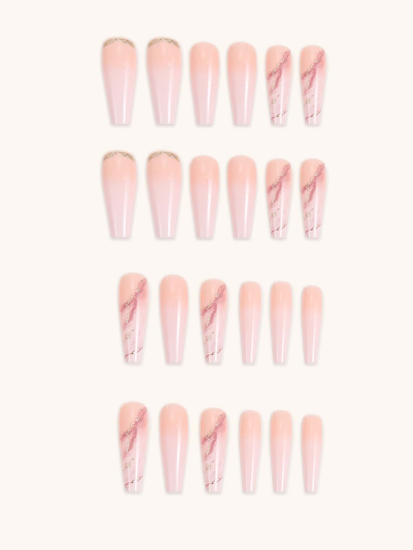 24pcs Long Coffin Fake Nail & 1pc Nail File & 1sheet Tape - Multicolor - View 3