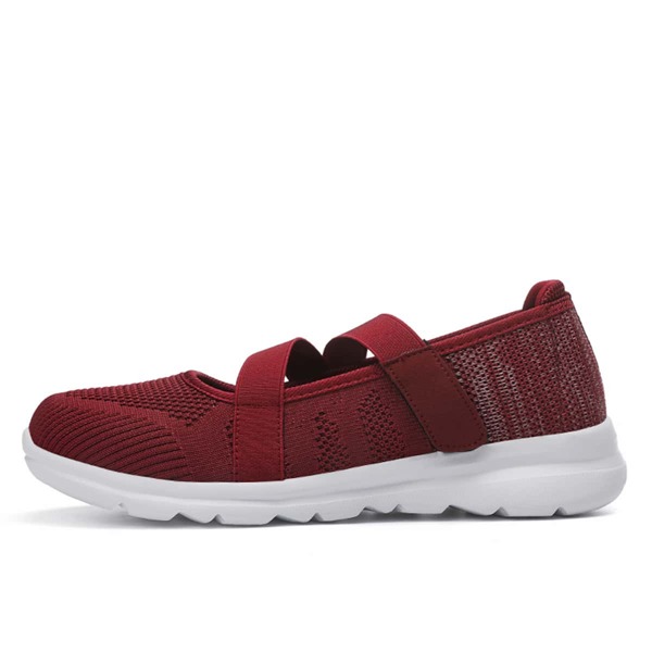 

Mesh Panel Criss Cross Velcro Strap Sneakers, Red