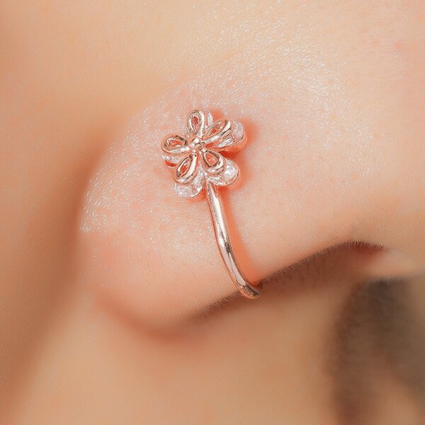 

Flower Decor Nose Ring, Rose gold