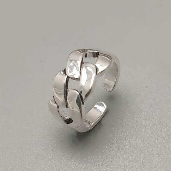 

Chain Decor Cuff Ring, Silver