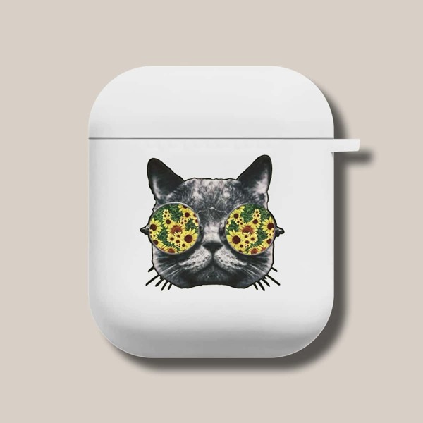 

Чехол для Airpods с узором кошки, Белый