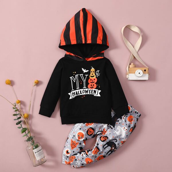 

Baby Halloween Print Hoodie & Pants, Multicolor