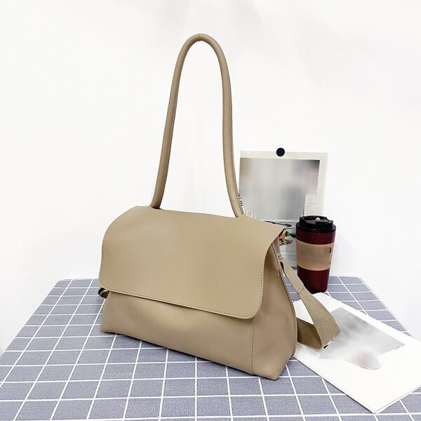 

Minimalist Flap Shoulder Square Bag, Khaki
