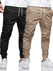 Manfinity Homme Men 2pcs Drawstring Waist Slant Pocket Trousers - Multicolor - View 1