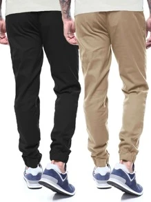Manfinity Homme Men 2pcs Drawstring Waist Slant Pocket Trousers - Multicolor - View 2