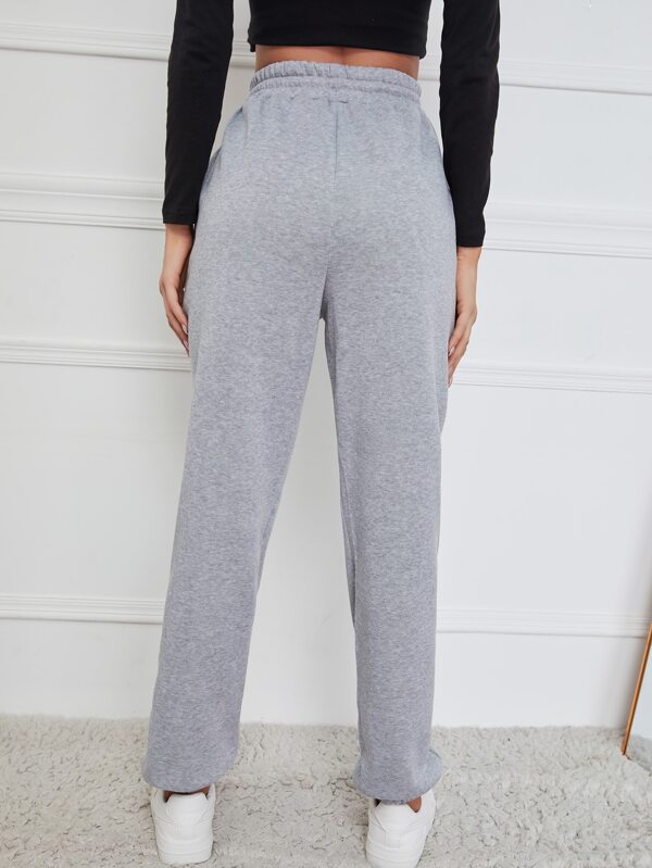 SHEIN EZwear Solid Drawstring Waist High Waist Thermal Lined Joggers