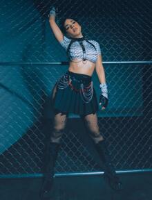 SHEIN ICON Falda Lateral Con Cinta Dividida Y Cadena - Negro - Ver 1