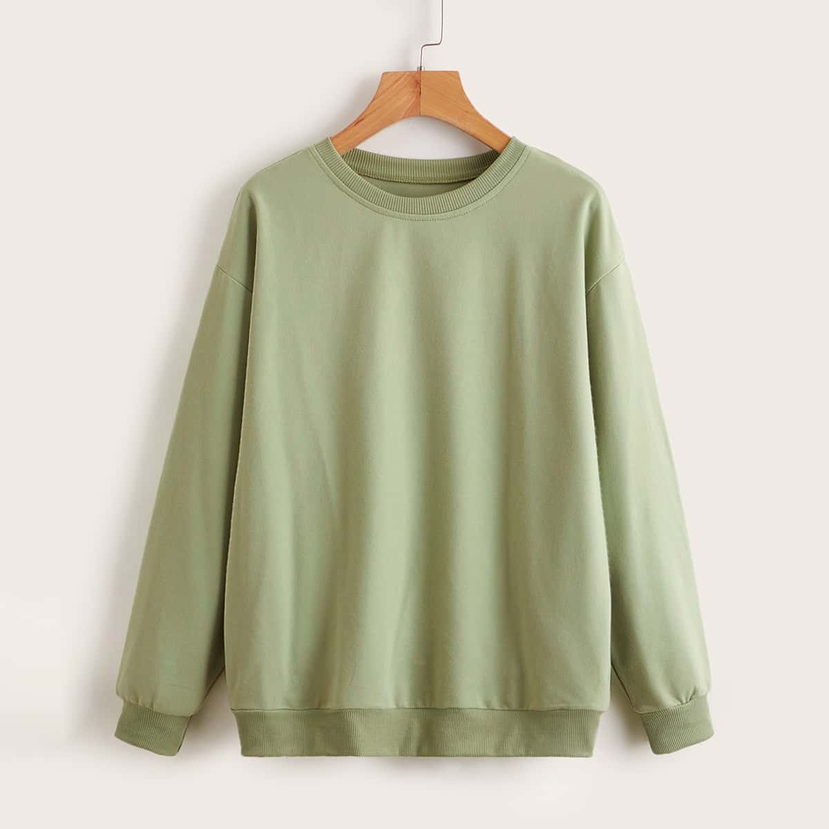 

Solid Drop Shoulder Sweatshirt, Mint green