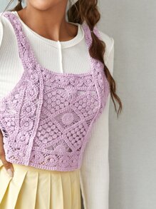 SHEIN Top tank de croché - Lila Púrpura - Ver 3