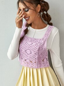 SHEIN Top tank de croché - Lila Púrpura - Ver 4