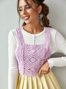 SHEIN Top tank de croché - Lila Púrpura - Ver 5