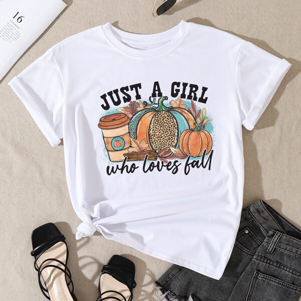 

Slogan & Pumpkin Print Tee, White