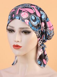 EMERY ROSE Graphic Long Tail Head Wrap - Multicolor - View 1
