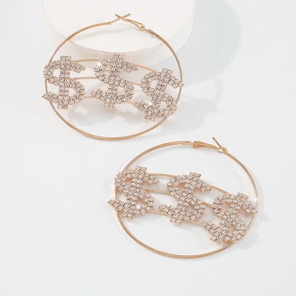 

Rhinestone Detail Hoop Earrings, Gold