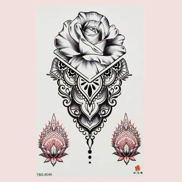 

1sheet Flower Pattern Tattoo Sticker, Multicolor