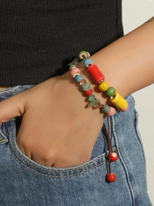 EMERY ROSE Vòng đeo tay trang trí bằng hạt gốm - Nhiều màu - Xem 1