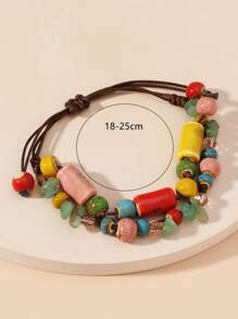 EMERY ROSE Vòng đeo tay trang trí bằng hạt gốm - Nhiều màu - Xem 4