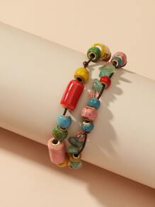 EMERY ROSE Vòng đeo tay trang trí bằng hạt gốm - Nhiều màu - Xem 3