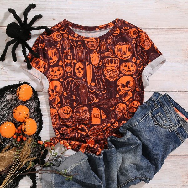 

Футболка размера плюс с оригинальным принтом, Красный