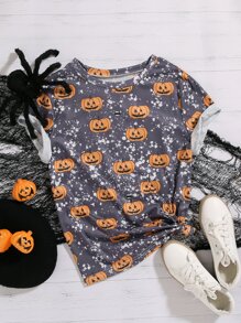 Camiseta con estampado de halloween - Gris - Ver 1