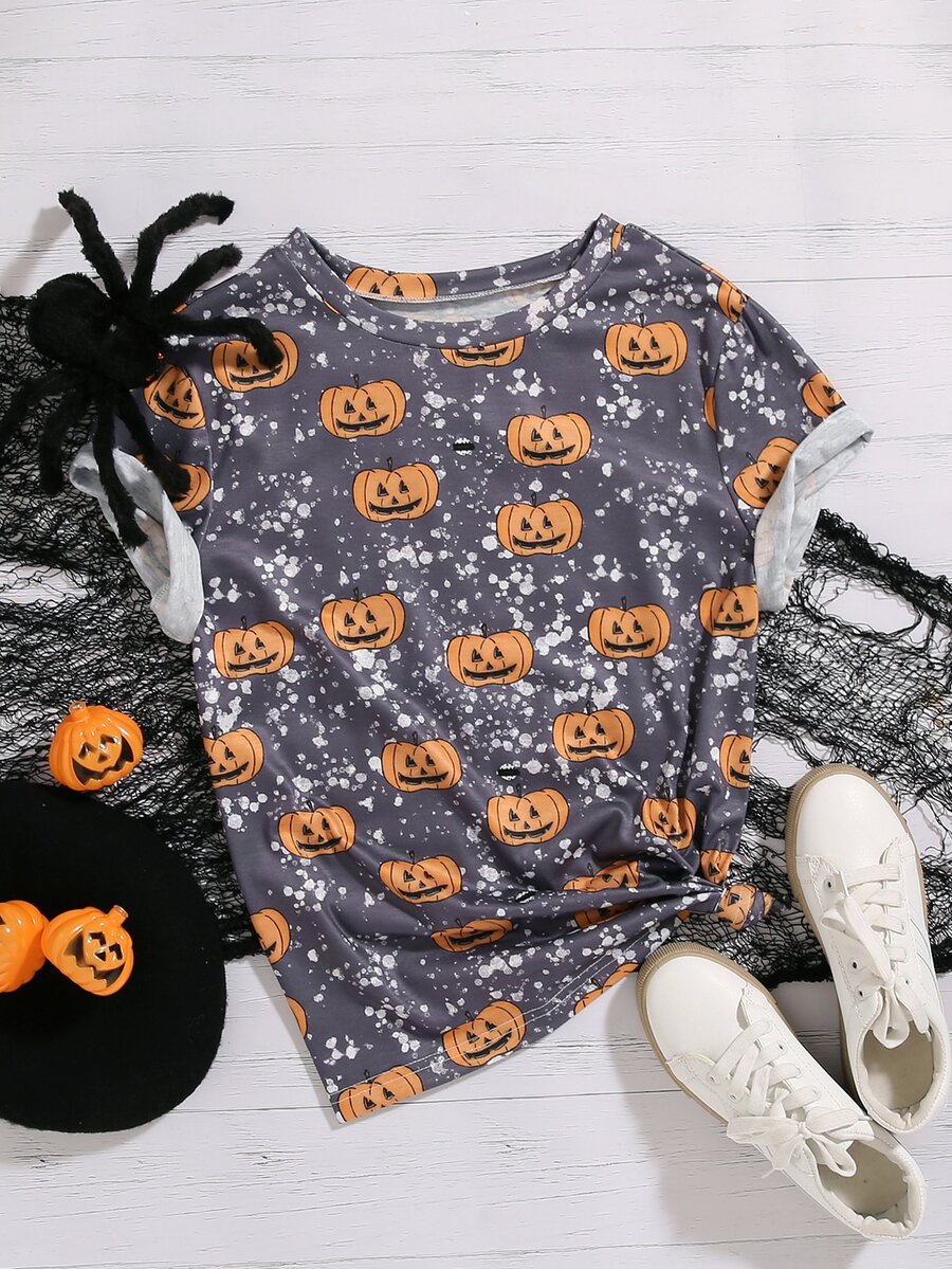 Camiseta con estampado de halloween - Gris - Ver 1
