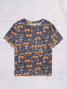 Camiseta con estampado de halloween - Gris - Ver 4