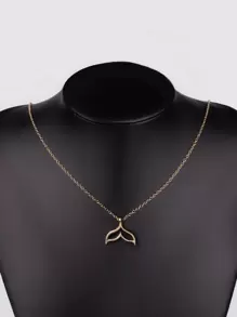 魚尾墜飾項鍊 - 金黃色 - 查看 3