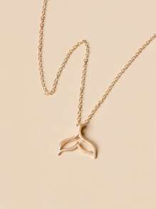 魚尾墜飾項鍊 - 金黃色 - 查看 4