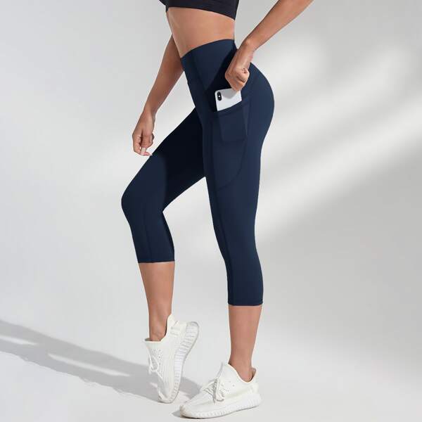 

Breathable Four-Way Stretch Sports Leggings, Navy blue