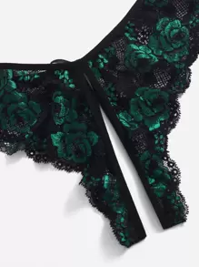 Classic Sexy Plus Lace Scallop Trim Crotchless Panty - Multicolor - View 4