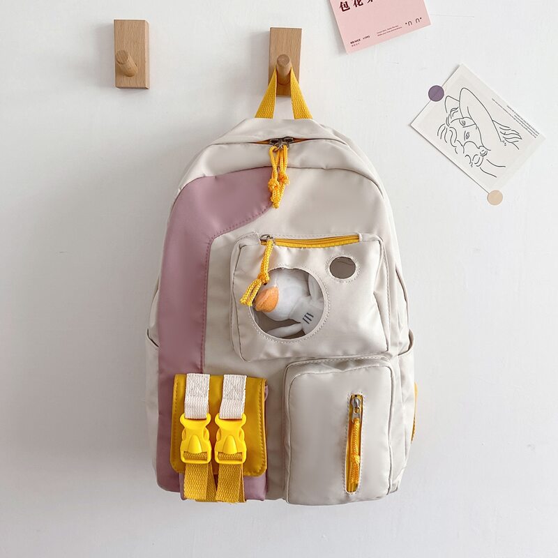 

Double Buckle Zip Front Backpack, White