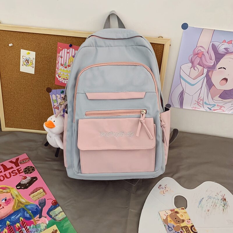 

Colorblock Zip Front Backpack, Blue