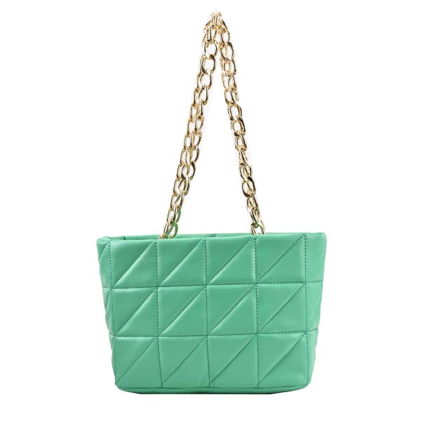 

Quilted Chain Bucket Bag, Green