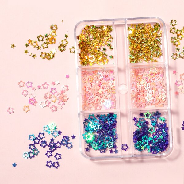 

1box Star Shaped Nail Art Sequin, Multicolor