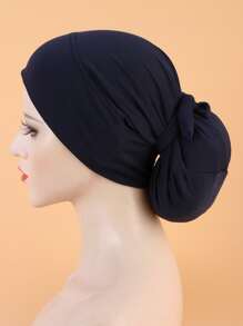 Minimalist Solid Hat Hair Sleep Cap - Navy Blue - View 2