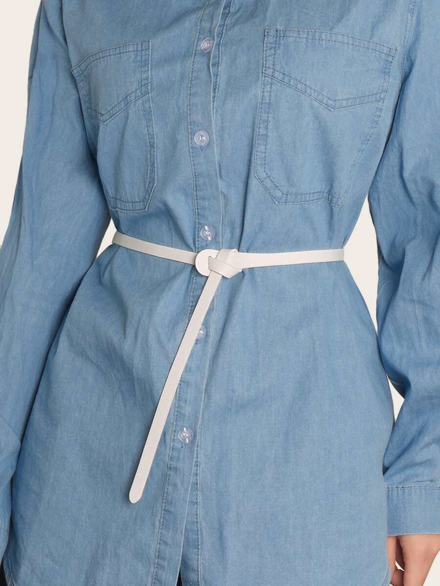 1 件简约百搭打结女士腰带 - 白色 - 查看 1