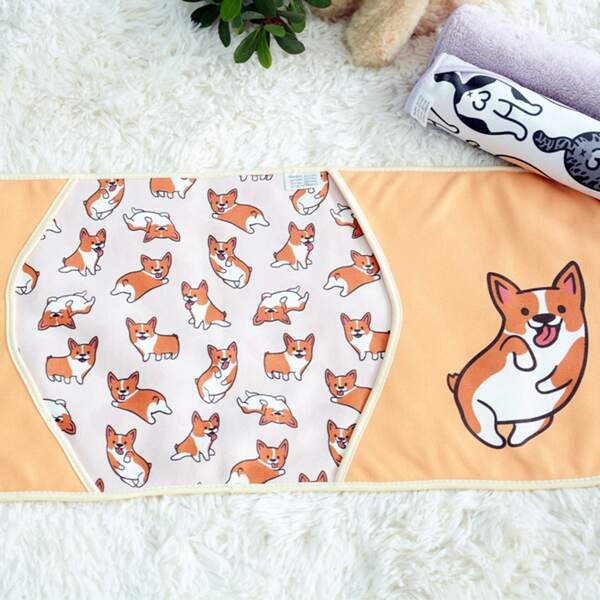 

Cartoon Dog Print Pet Blanket, Multicolor