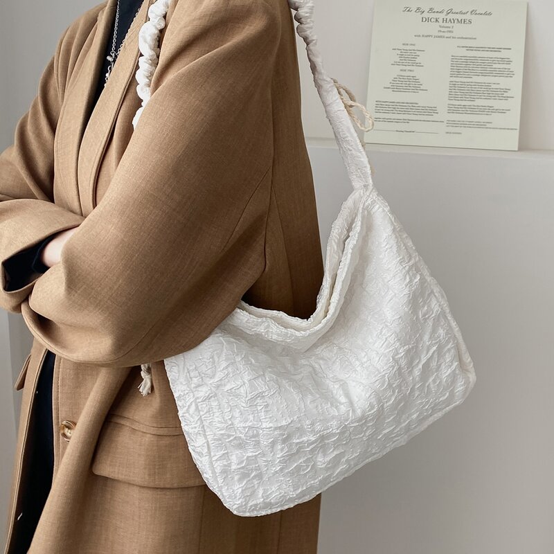 

Minimalist Drawstring Shoulder Bag, White