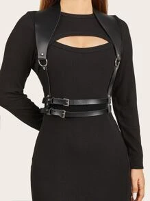 Cinturón arnés con hebilla geométrica - Negro - Ver 1