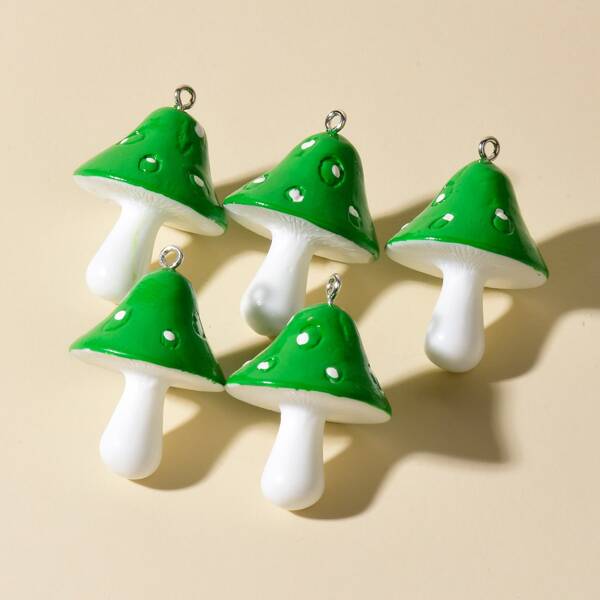 

5pcs Mushroom Shaped DIY Jewelry Pendant, Green