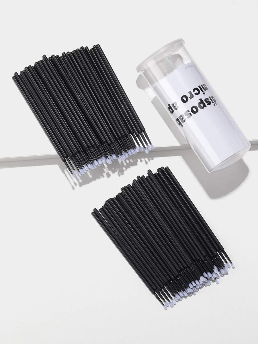 100pcs Disposable Eyelash Brush With Storage Box - Black - View 1