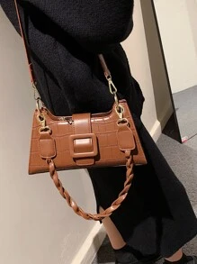 Lightweight, Crocodile Embossed Bag For Teen Girls Women College Students, Rookies & White-Collar Ers College, Commute, Outdoors, Travel, Outings, Business Casual Women Bag, Perfect For Office, Business And Work - Brown - View 6